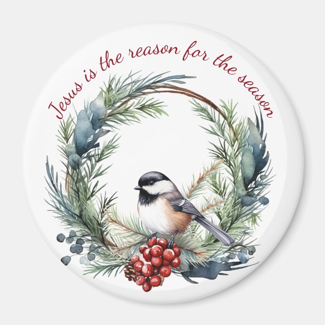 JESUS IS THE REASON FOR SEASON Christmas quote Magnet (Front)