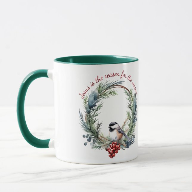 JESUS IS THE REASON FOR SEASON Christmas quote Mug (Left)