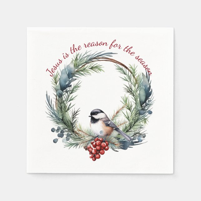 JESUS IS THE REASON FOR SEASON Christmas quote Napkin (Front)
