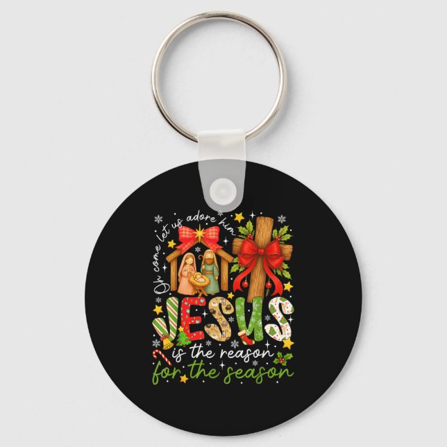 Jesus Is The Reason For The Season Christian Chris Key Ring (Front)
