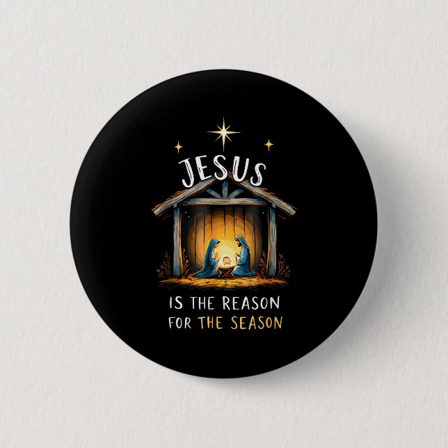Jesus Is The Reason For The Season Christian Faith 6 Cm Round Badge (Front)