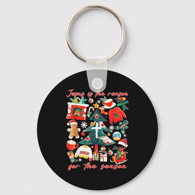 Jesus Is The Reason For The Season Christian Faith Key Ring (Front)