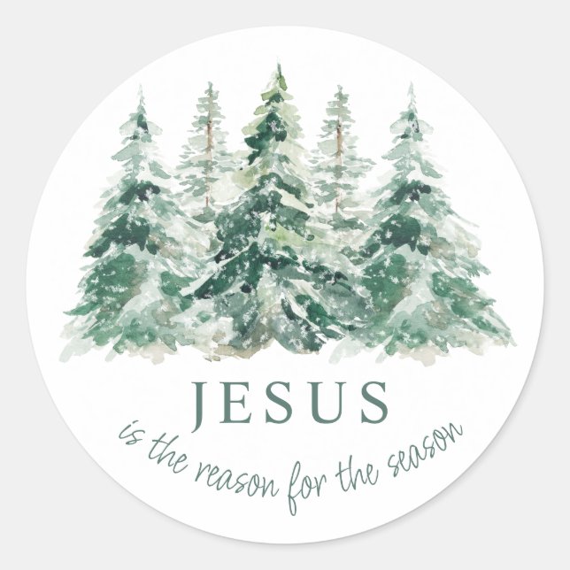 Jesus is the Reason for the Season Christmas Classic Round Sticker (Front)