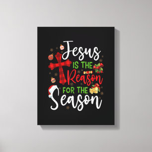 Jesus Is The Reason For The Season Christmas Famil Canvas Print