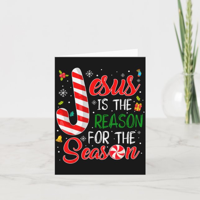 Jesus Is The Reason For The Season Christmas Pajam Card (Front)