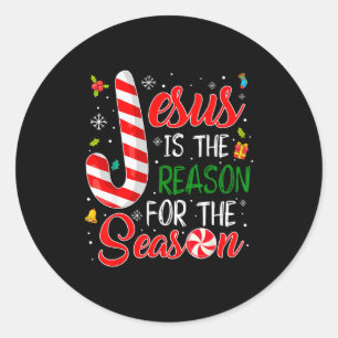 Jesus Is The Reason For The Season Christmas Pajam Classic Round Sticker