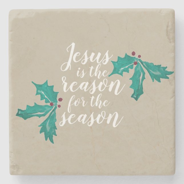Jesus is the Reason for the Season Christmas Stone Coaster (Front)