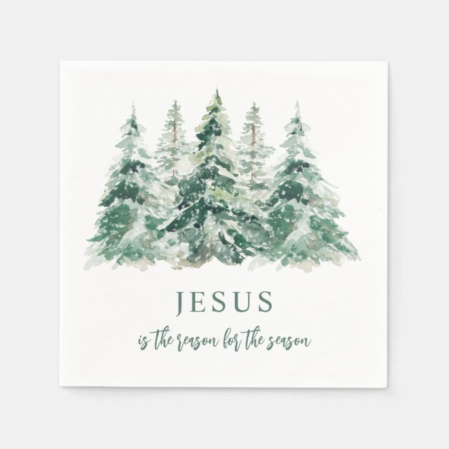 Jesus is the Reason for the Season Christmas Tree Napkin (Front)