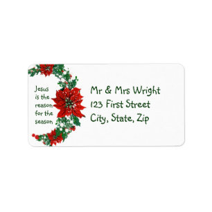 Jesus is the reason for the season Holly Design Label