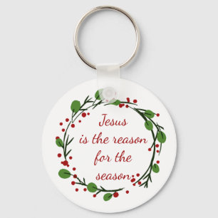 "Jesus is the reason for the season" Holly Quote Key Ring