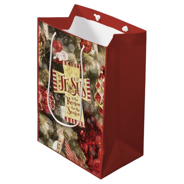 Jesus is the reason for the season medium gift bag (Front Angled)