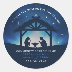 Jesus is the Reason for the Season Nativity Church Classic Round Sticker