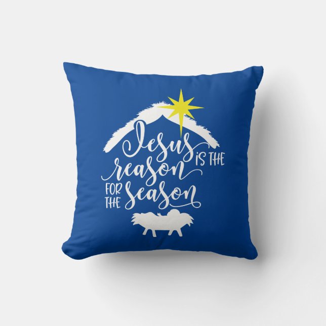 Jesus Is The Reason For The Season Nativity Cushion (Front)