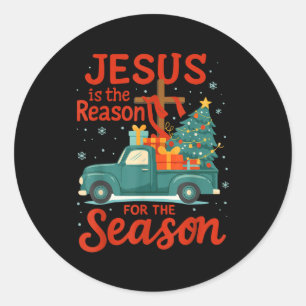 Jesus Is The Reason For The Season Pajamas Kids Ch Classic Round Sticker