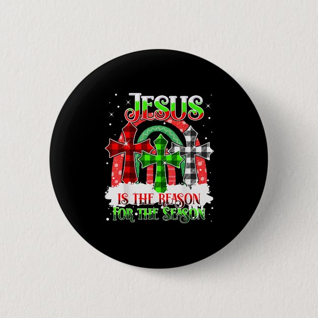 Jesus Is The Reason For The Season Rainbow Christm 6 Cm Round Badge (Front)