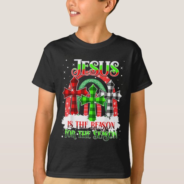 Jesus Is The Reason For The Season Rainbow Christm T-Shirt (Front)
