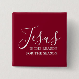 Jesus is the reason for the season Red Christmas 15 Cm Square Badge