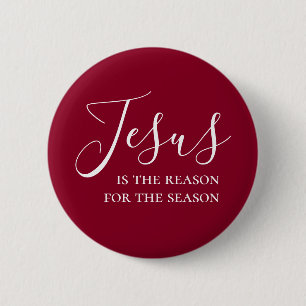 Jesus is the reason for the season Red Christmas 6 Cm Round Badge