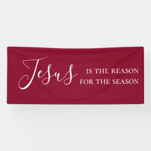 Jesus is the reason for the season Red Christmas Banner