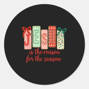 Jesus Is The Reason For The Season, Retro Jesus Ch Classic Round Sticker
