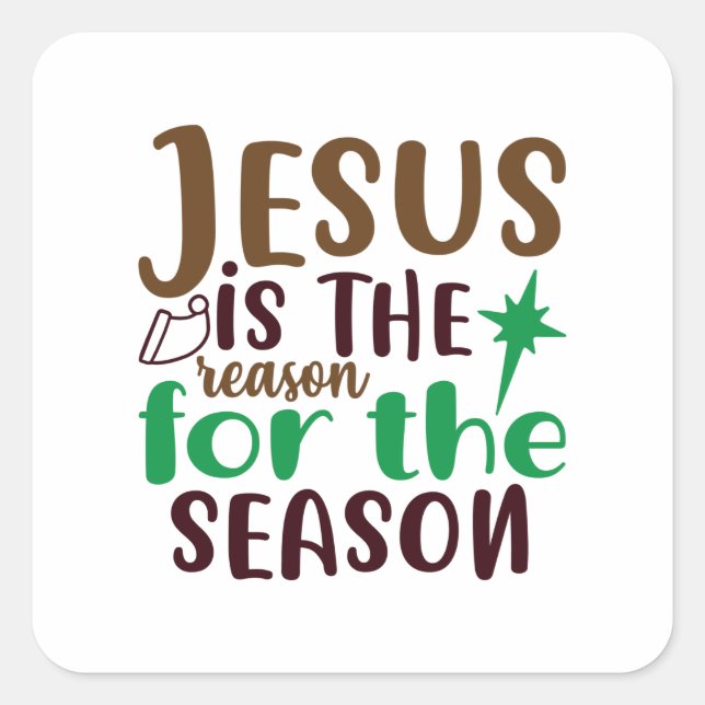 Jesus is the reason for the season square sticker (Front)