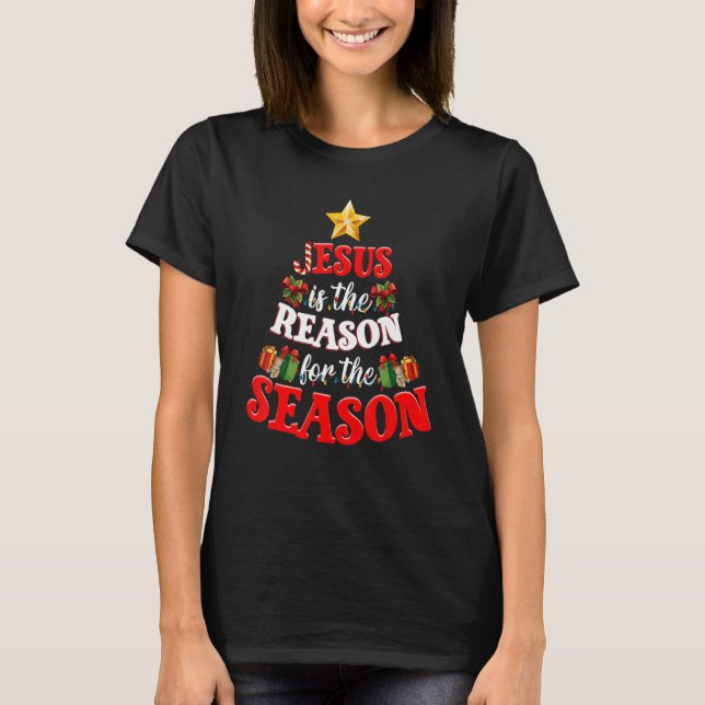 Jesus Is The Reason For The Season Tree Christmas  T-Shirt (Front)