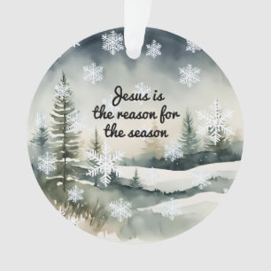 Jesus is the Reason for the Season Winter Scene Ornament
