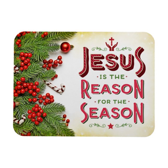 Jesus is the Reason for the Season with Holly Magnet (Horizontal)