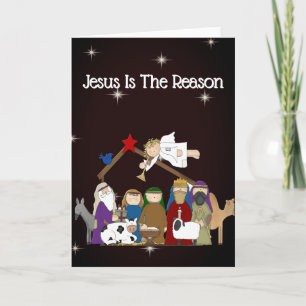 Jesus Is the Reason Manger Scene Holiday Card