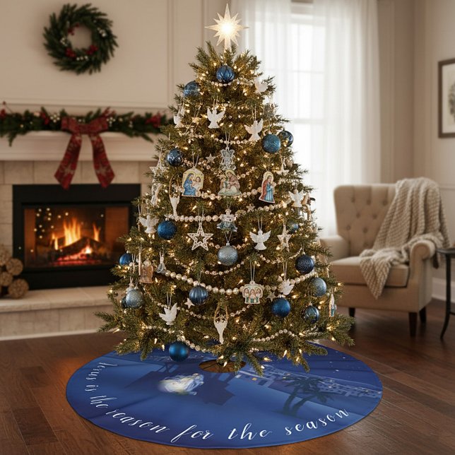 Jesus is the reason Nativity Brushed Polyester Tree Skirt (Creator Uploaded)