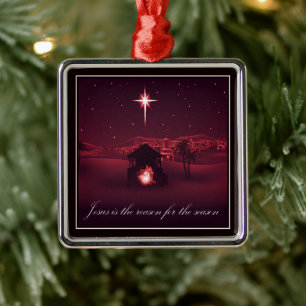 Jesus is the reason Nativity Metal Ornament