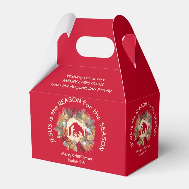 JESUS IS THE REASON Red Christmas Favour Box (Front Side)