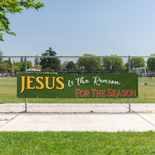Jesus Is The Reason Red Green Christian Christmas  Banner (Insitu)