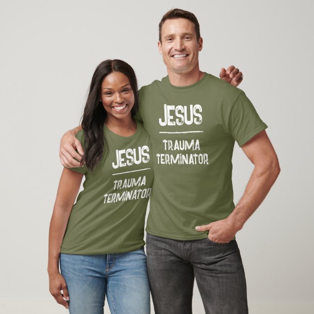 Jesus is the Trauma Terminator QR Code Scriptures T-Shirt (Unisex)