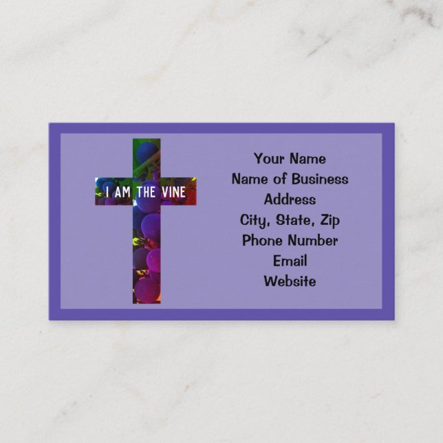 Jesus is the Vine Cross and Grapes Bible Verse Business Card (Front)