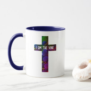 Jesus is the Vine Cross and Grapes Bible Verse Mug