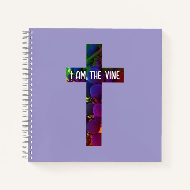 Jesus is the Vine Cross and Grapes Bible Verse Notebook (Front)