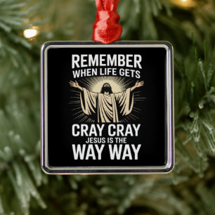 Jesus Is The Way Christmas Funny Faith Religious  Metal Tree Decoration