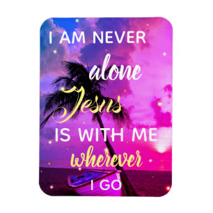 Jesus Is With Me Beach Palm Tree Colourful Magnet