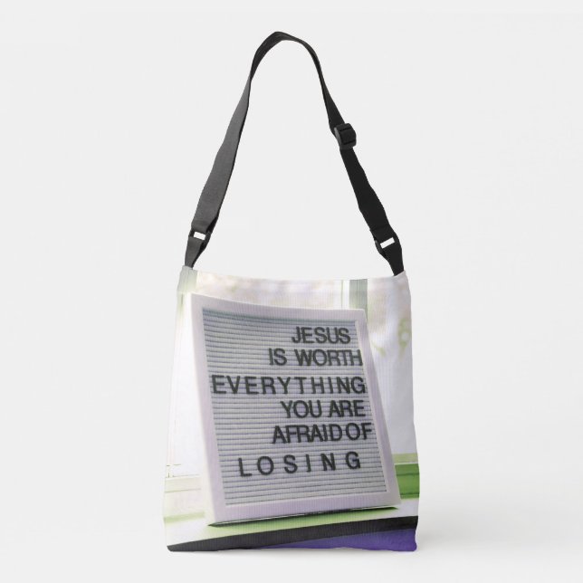 Jesus is Worth Everything Christian Sign Crossbody Bag (Back)