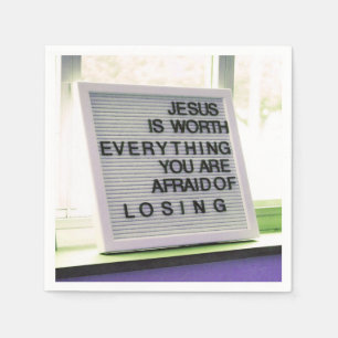 Jesus is Worth Everything Christian Sign Napkin