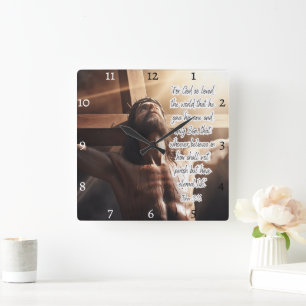 Jesus: John 3:16, Eternal Life Square Wall Clock