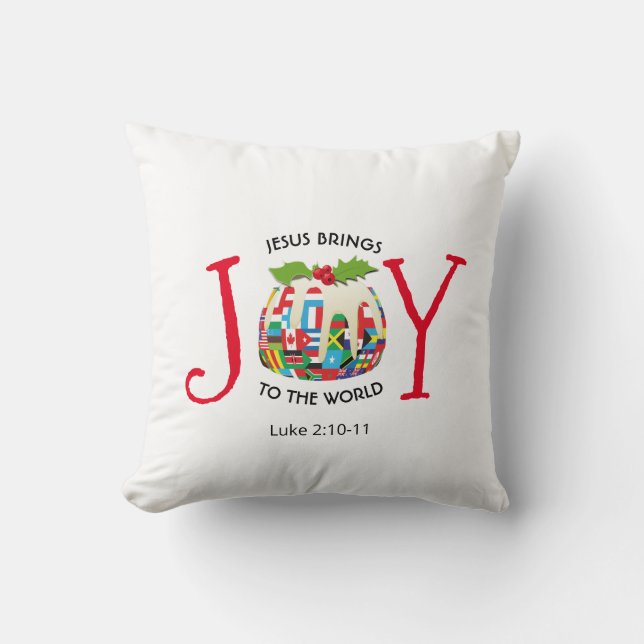 JESUS JOY TO THE WORLD Christian Christmas Cushion (Front)