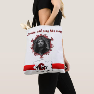 Jesus Keep calm & pray like crazy monogram bag.b2 Tote Bag