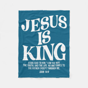 Jesus King Christian Cross God Scripture Design Fleece Blanket