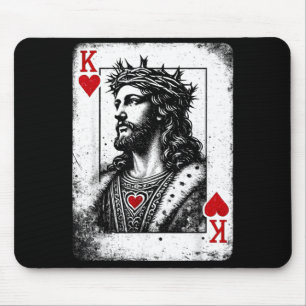 Jesus king of hearts retro religious card gameJesu Mouse Mat