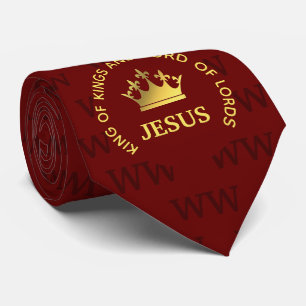 JESUS King of kings Burgundy Monogram Tie