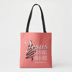 JESUS KING OF KINGS Christmas Christian Coral Tote Bag