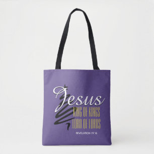 JESUS KING OF KINGS   Christmas   Christian Purple Tote Bag
