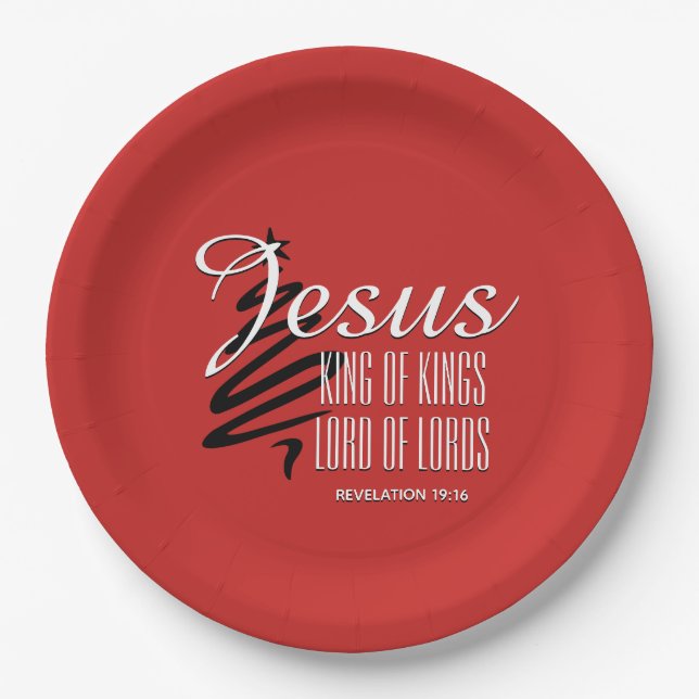 JESUS KING OF KINGS Christmas Christian Scripture Paper Plate (Front)